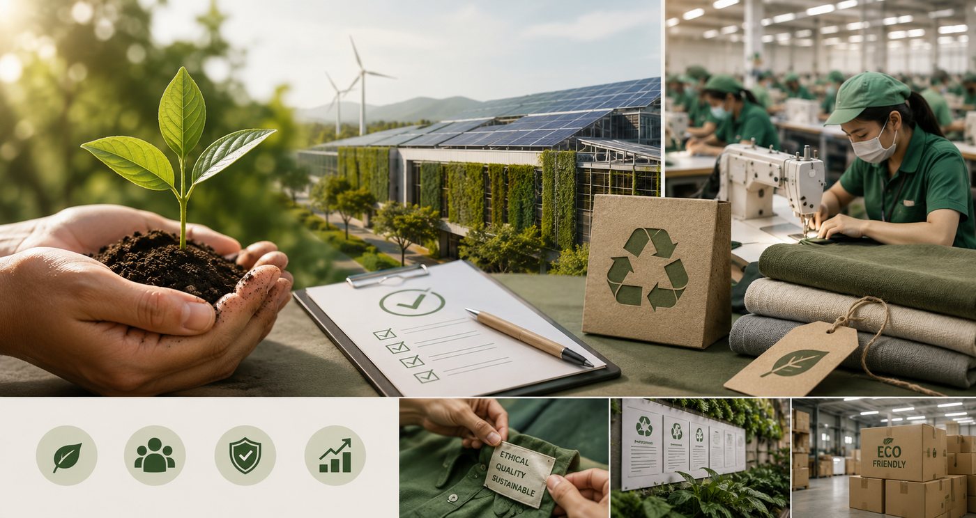 Responsible apparel manufacturing with sustainability, recycling and ethical production practices