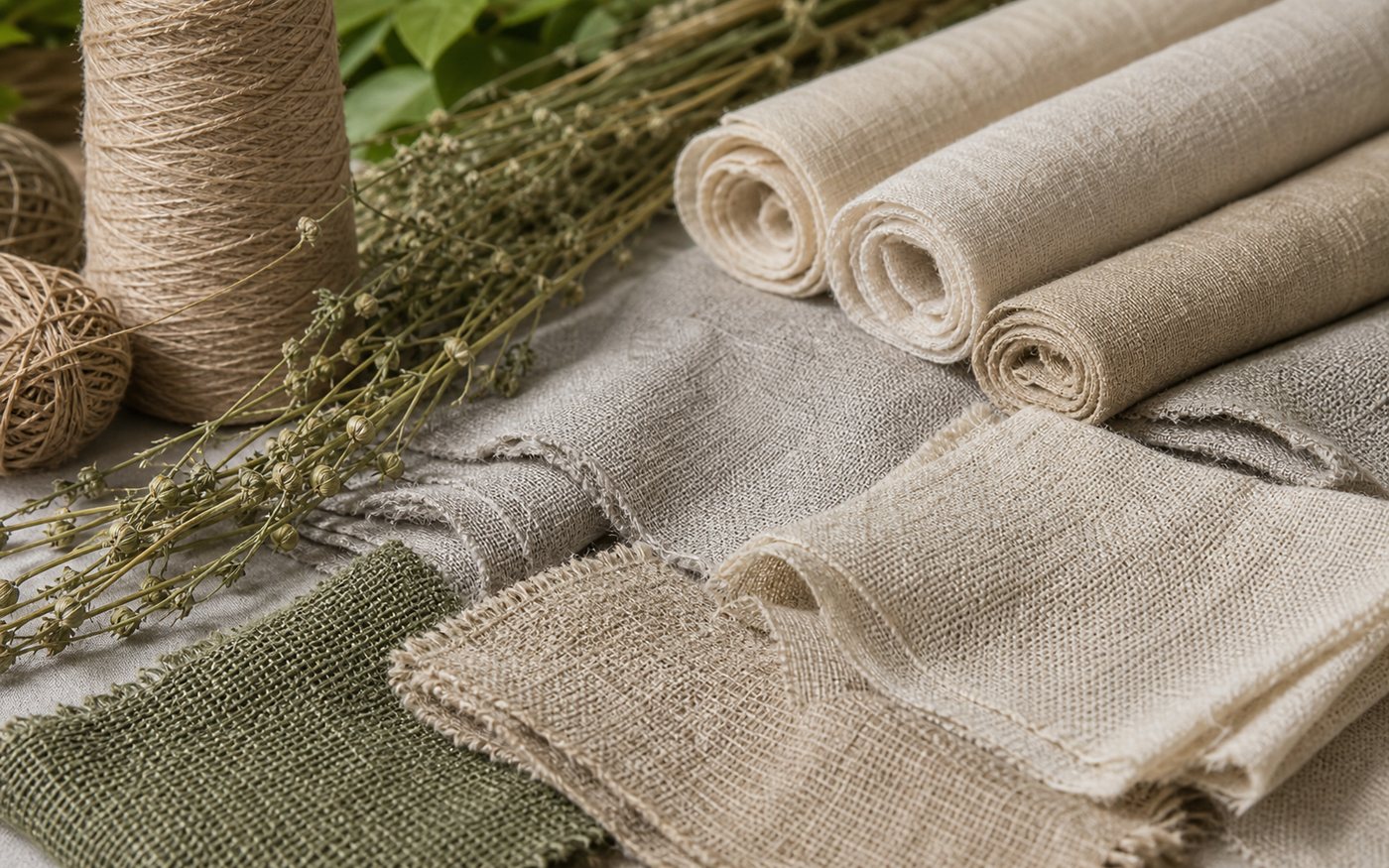 Linen hemp and ramie natural woven fabrics